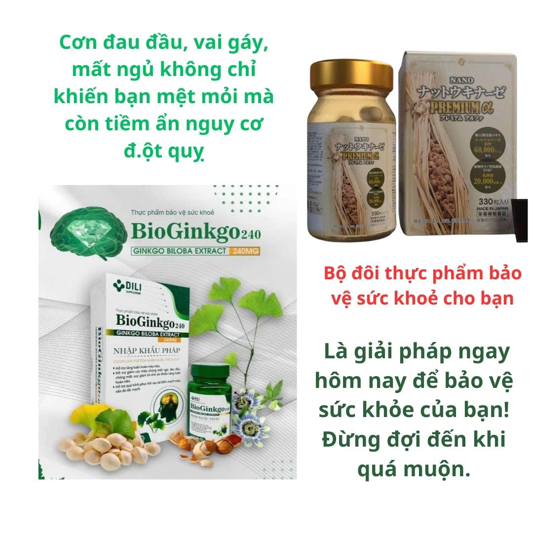 Bộ đôi thực phẩm bảo vệ sức khoẻ BioGinko240 + Nano Nattokinase 60.000F